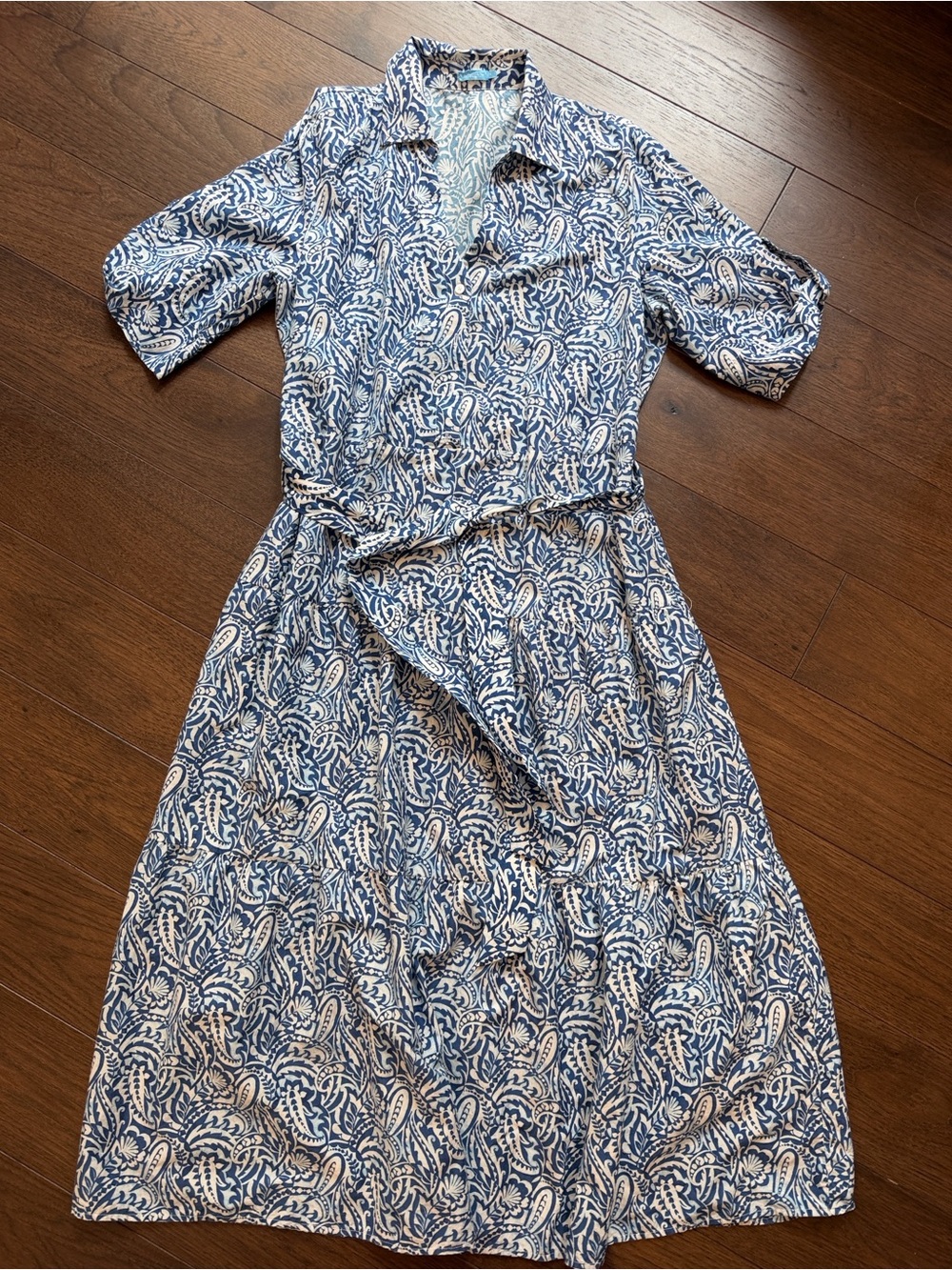 J. McLaughlin Women’s Blue Paisley Shirt Dress - Size Medium - C4-122